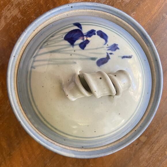 Signed Mason Holder Iris Texas Art Pottery Lidded Dish Heavy Flower‎ - Picture 5 of 8